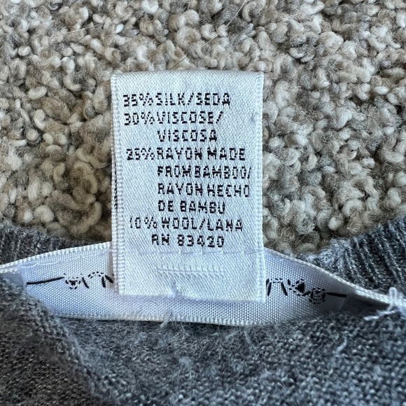 August Silk Gray Button Up Long Sleeve V Neck Cardigan, Size Medium - Picture 5 of 6